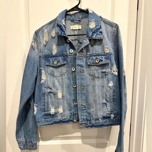 Ci Sono Blue Distressed Jean Jacket